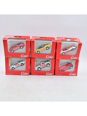 Coca-Cola Die Cast Toy Cars Set Of 6 CM Series In Original Boxes Vintage 1990s